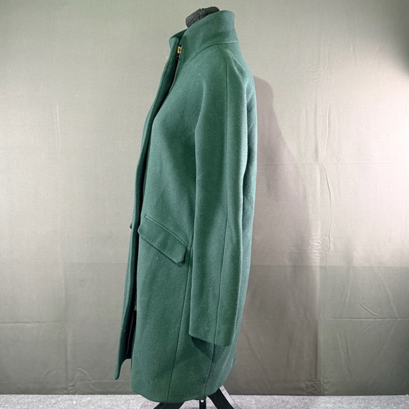 J Crew Cocoon Coat Women 2 Italian Stadium Cloth Nello Gori Wool Luxury Green - Picture 3 of 13